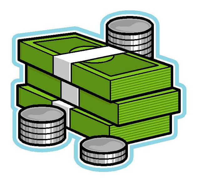 Clip art of bills and coins