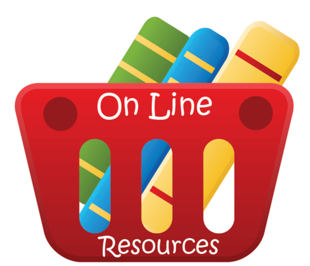Clip art of a basket that reads "Online Resources"