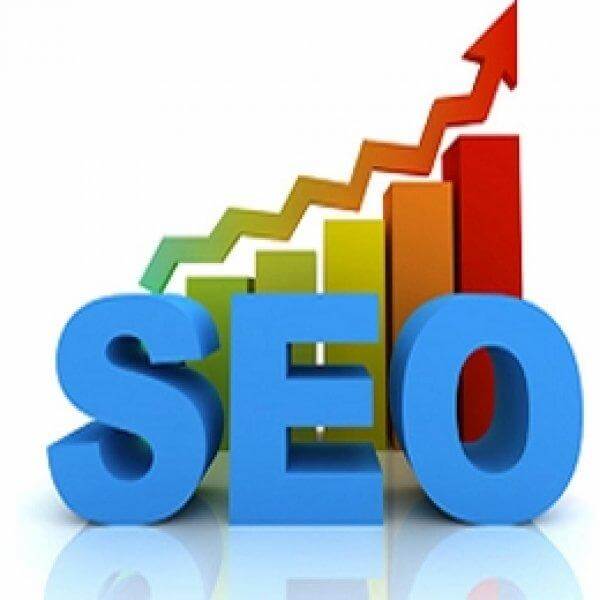 Clip art of "SEO" with upward sloping graph in background
