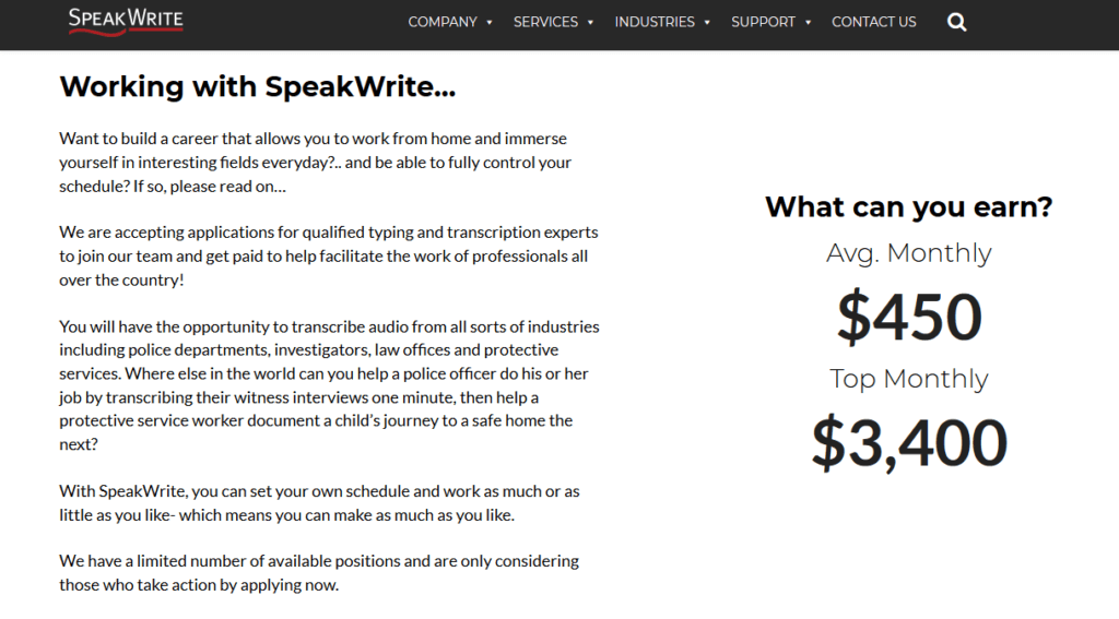 Screenshot of SpeakWrite