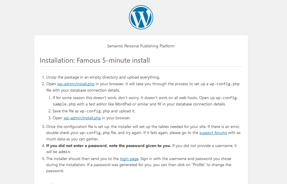 WordPress Famous 5-Minute Install