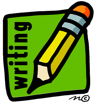 Clip art of a pencil with the word "writing"