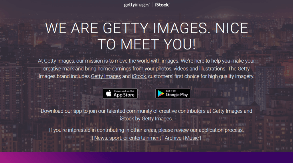 Getty Images home page