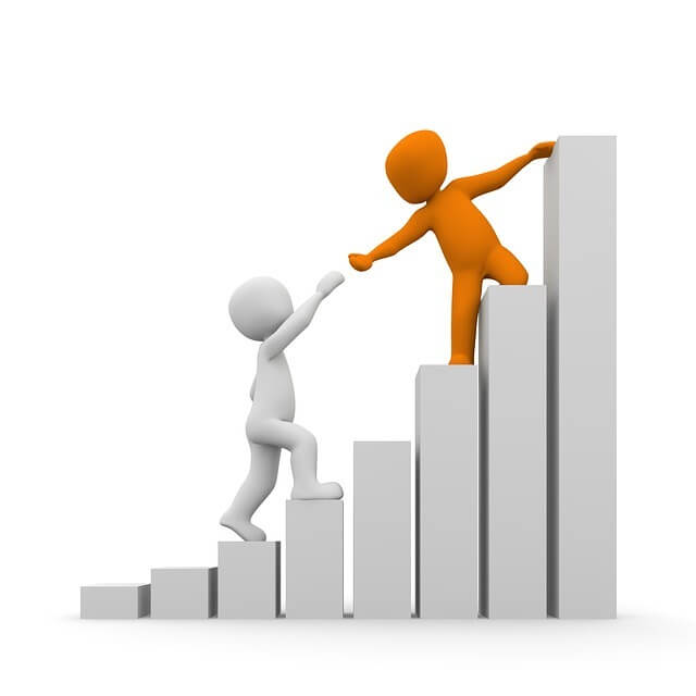 Clip art of a person helping another person to success