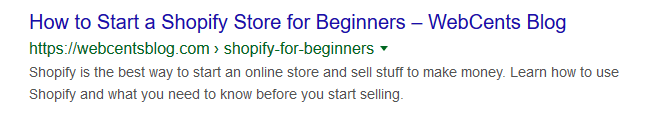 Example of a SEO title and meta description
