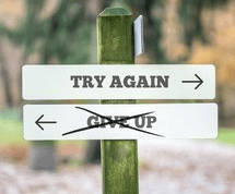 Sign saying "Try again"