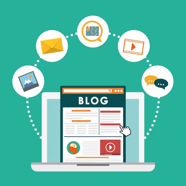 Clip art of a blog on a laptop