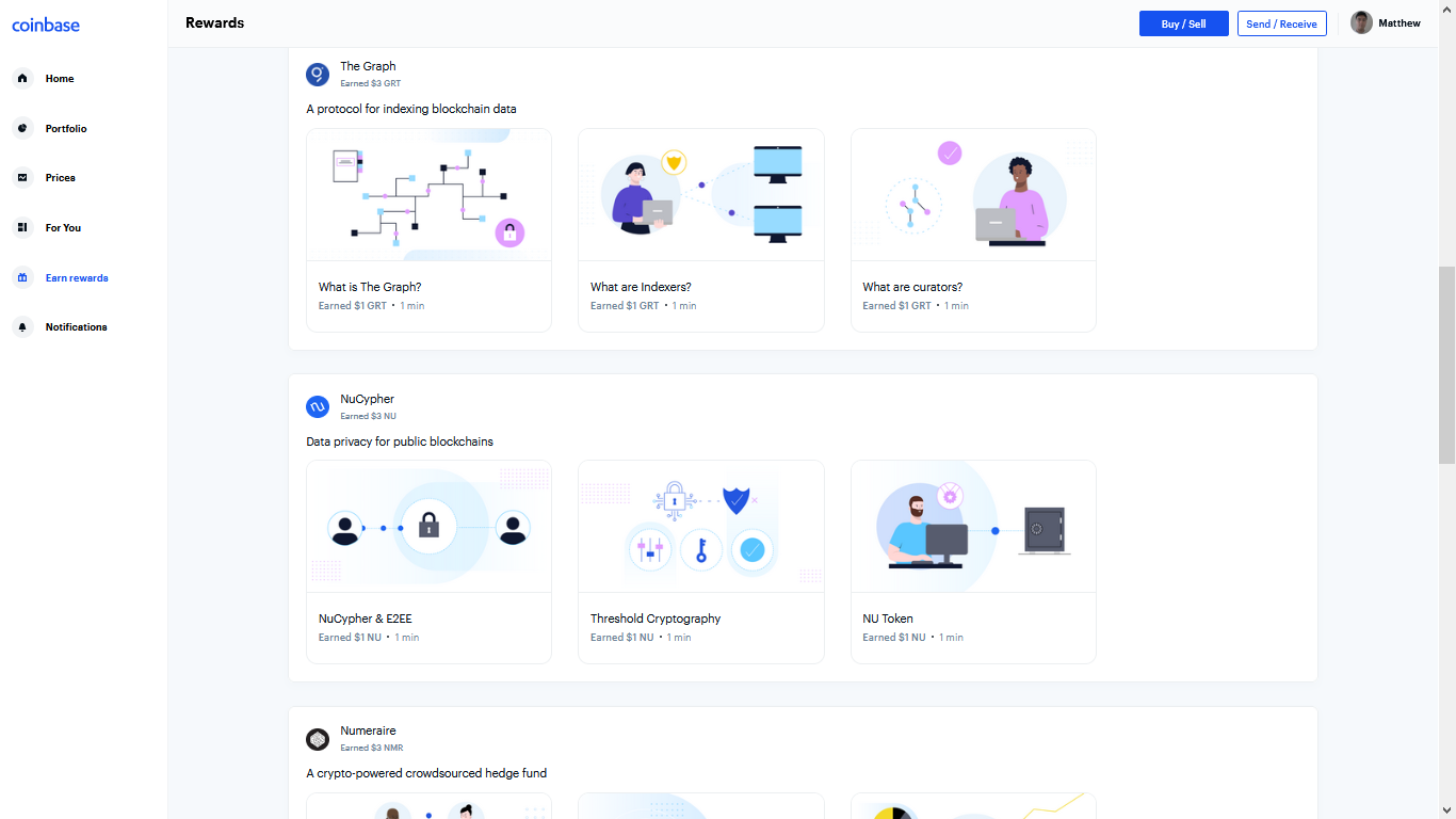 Coinbase Earn screenshot