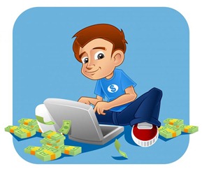 A boy getting paid online