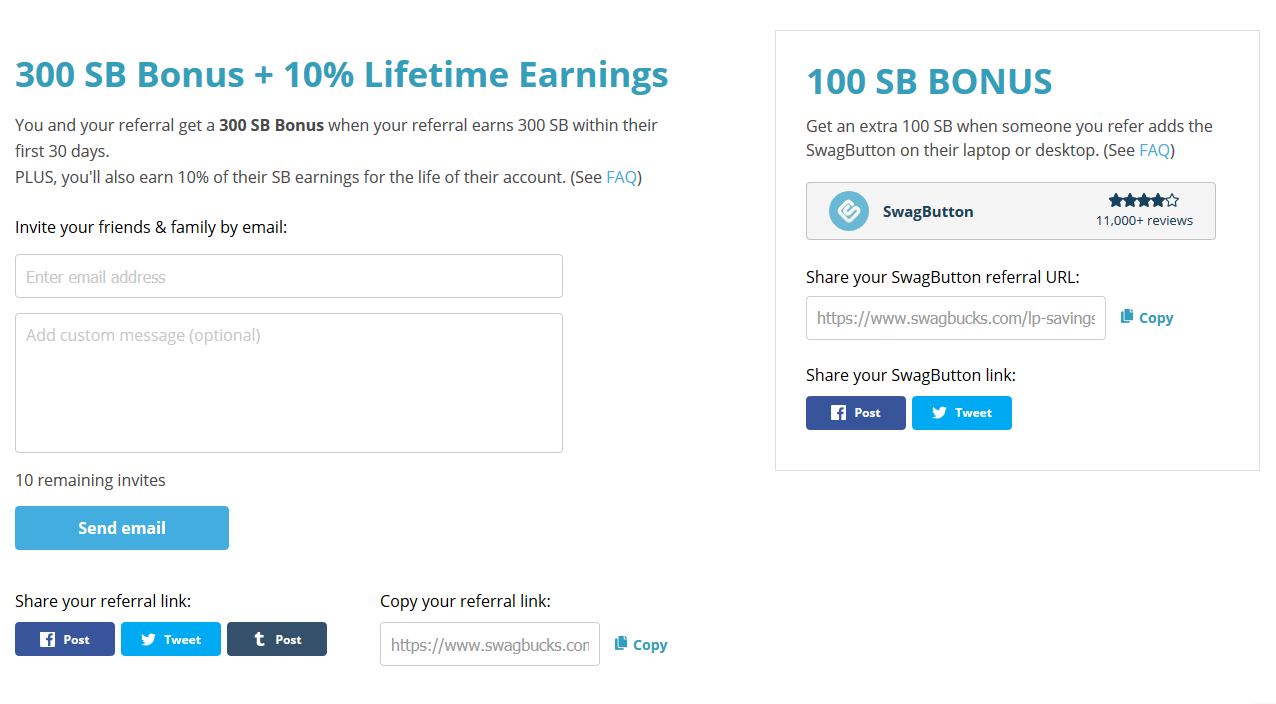 Swagbucks referral page