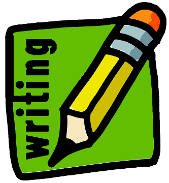 Clip art of a pencil with the word "writing"