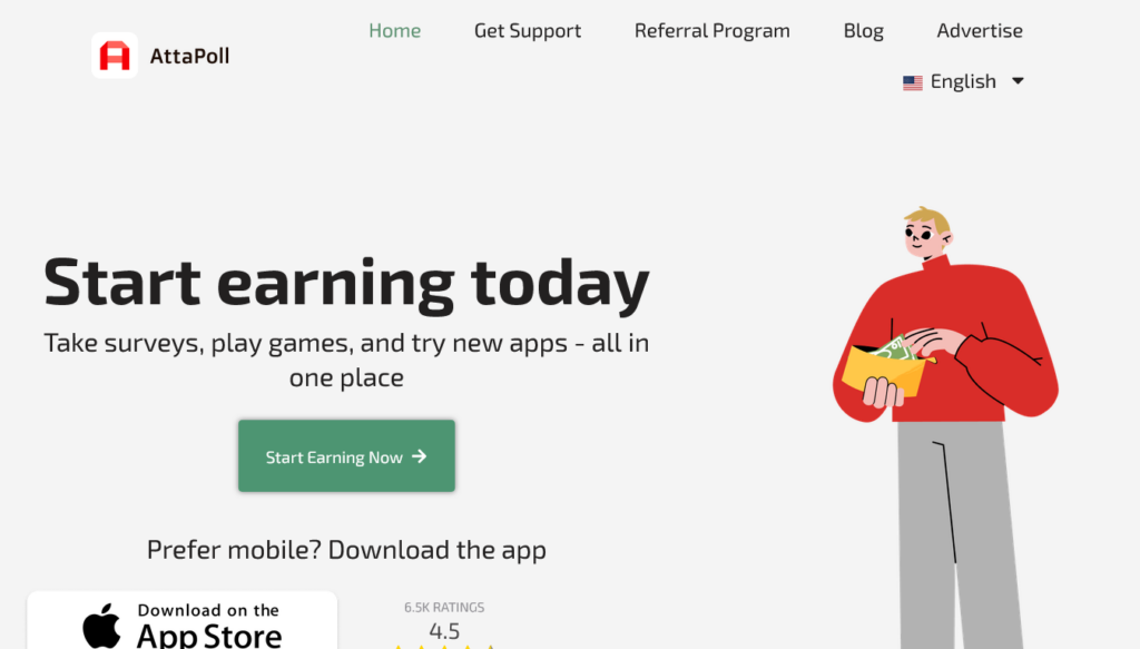 Screenshot of attapoll.com homepage