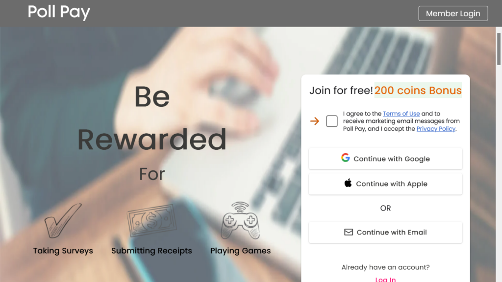 Screenshot of pollpay.app homepage