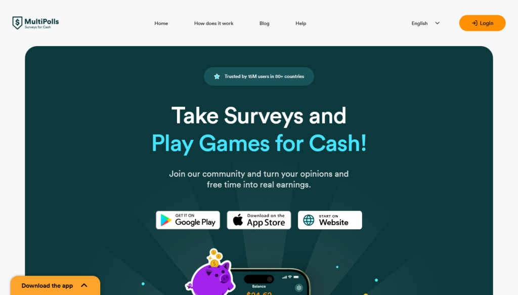 Screenshot of multipolls.com homepage