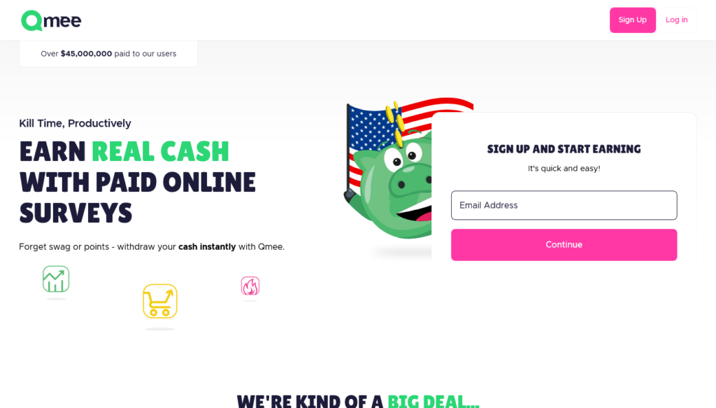 Screenshot of qmee.com homepage