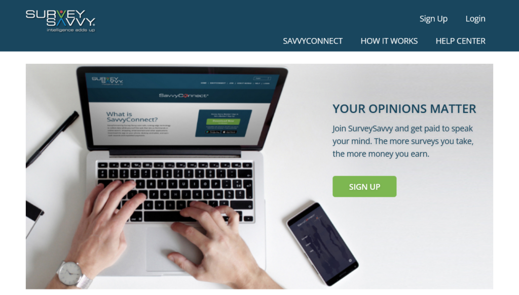 Screenshot of surveysavvy.com homepage