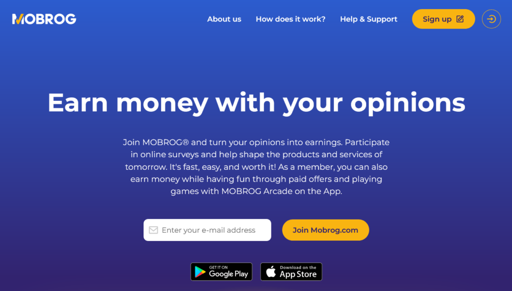 Screenshot of mobrog.com homepage