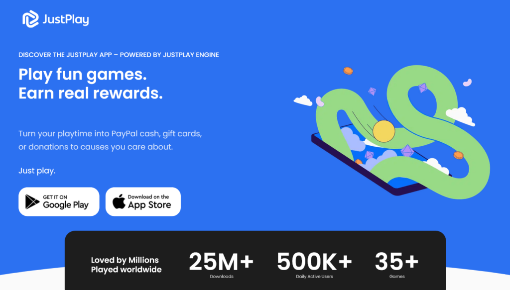 Screenshot of justplayapps.com homepage