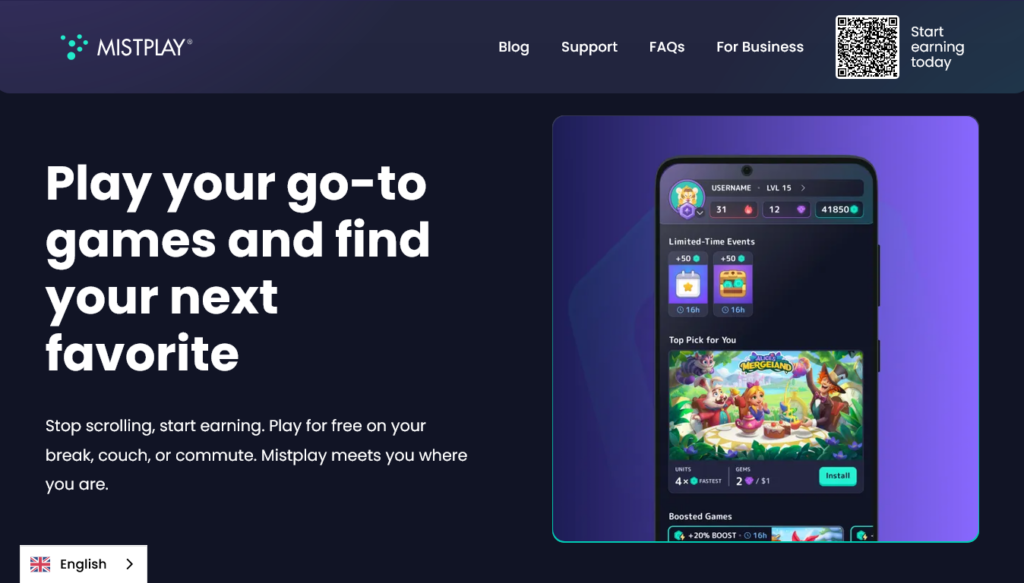 Screenshot of mistplay.com homepage
