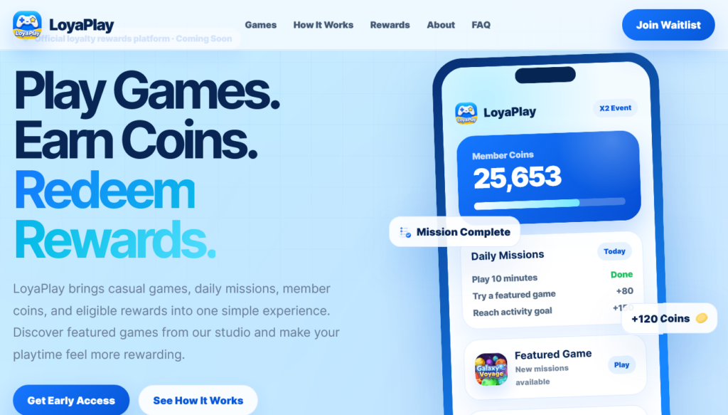Screenshot of loyaplay.com homepage