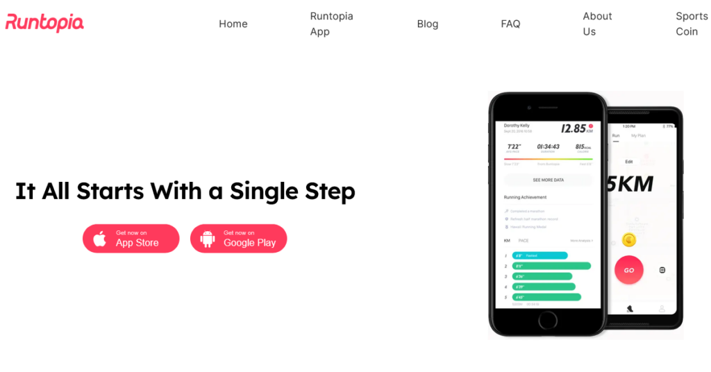 Screenshot of runtopia.net homepage