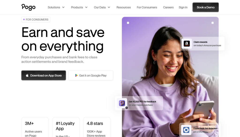 Screenshot of joinpogo.com For Consumers page