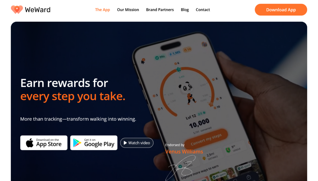 Screenshot of wewardapp.com homepage