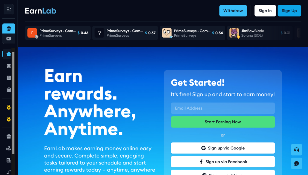 Screenshot of earnlab.com homepage