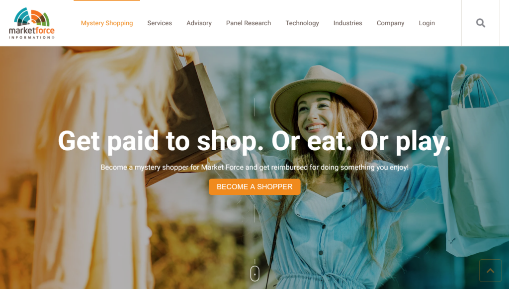 Screenshot of marketforce.com Mystery Shopper page