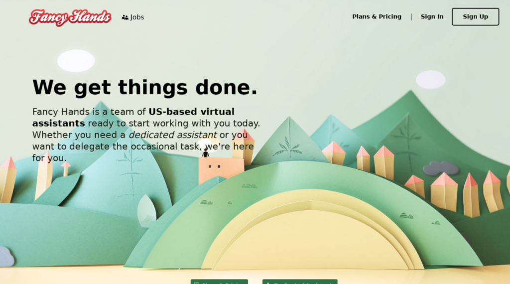 Screenshot of fancyhands.com homepage