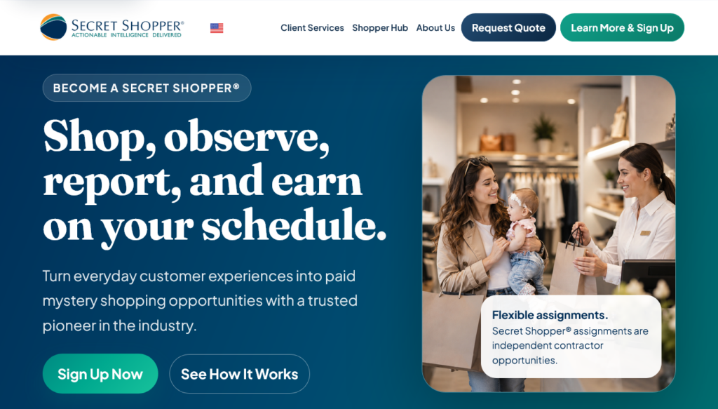 Screenshot of secretshopper.com Shopper Signup page