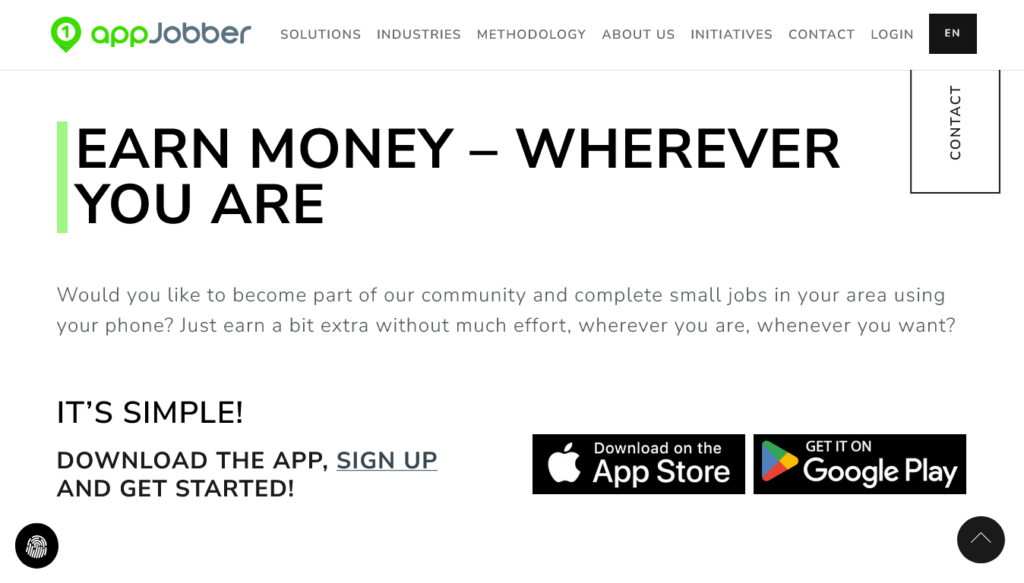 Screenshot of appjobber.com homepage