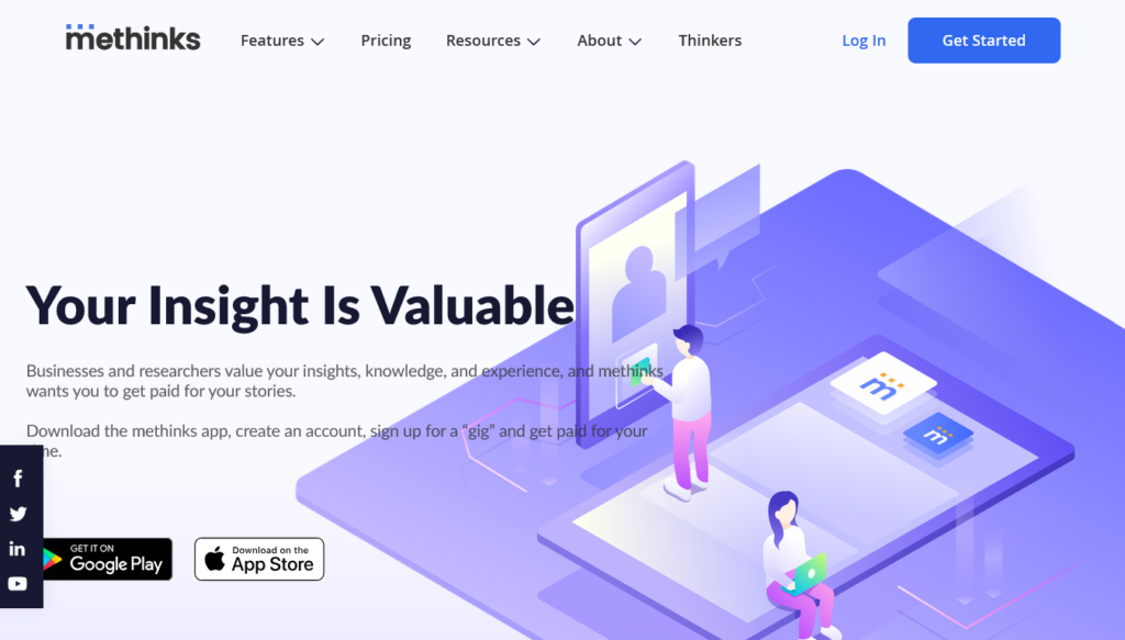 Screenshot of methinks.io Thinkers page