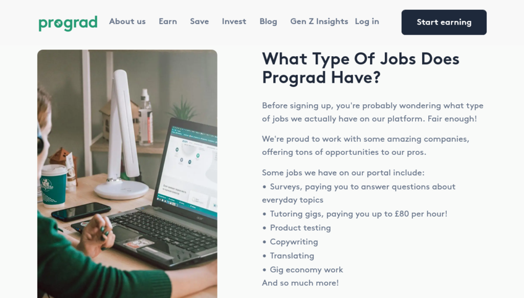 Screenshot of prograd.uk Jobs page