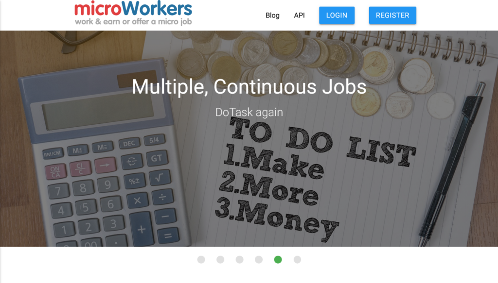 Screenshot of microworkers.com homepage