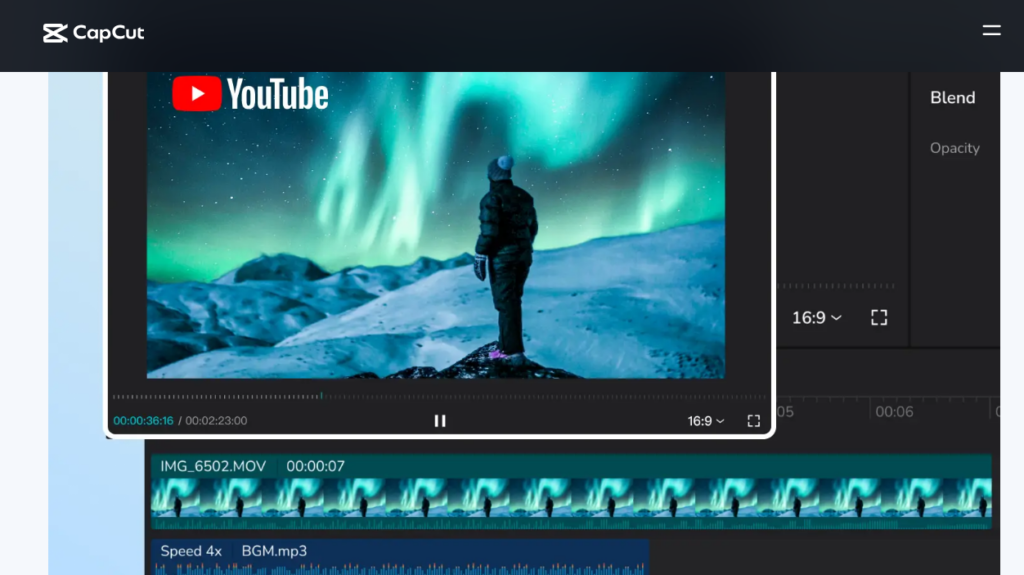 Screenshot of capcut.com Online Video Editor page showing the CapCut editor