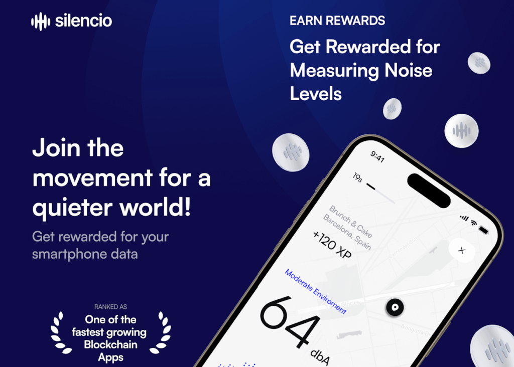 Banner showing the Silencio app and the headline "Join the movement for a quieter world!"