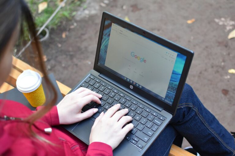 A person using a laptop