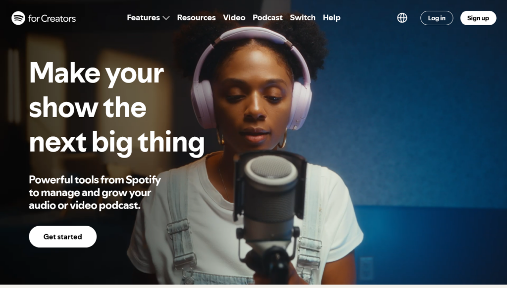 Screenshot of creators.spotify.com homepage
