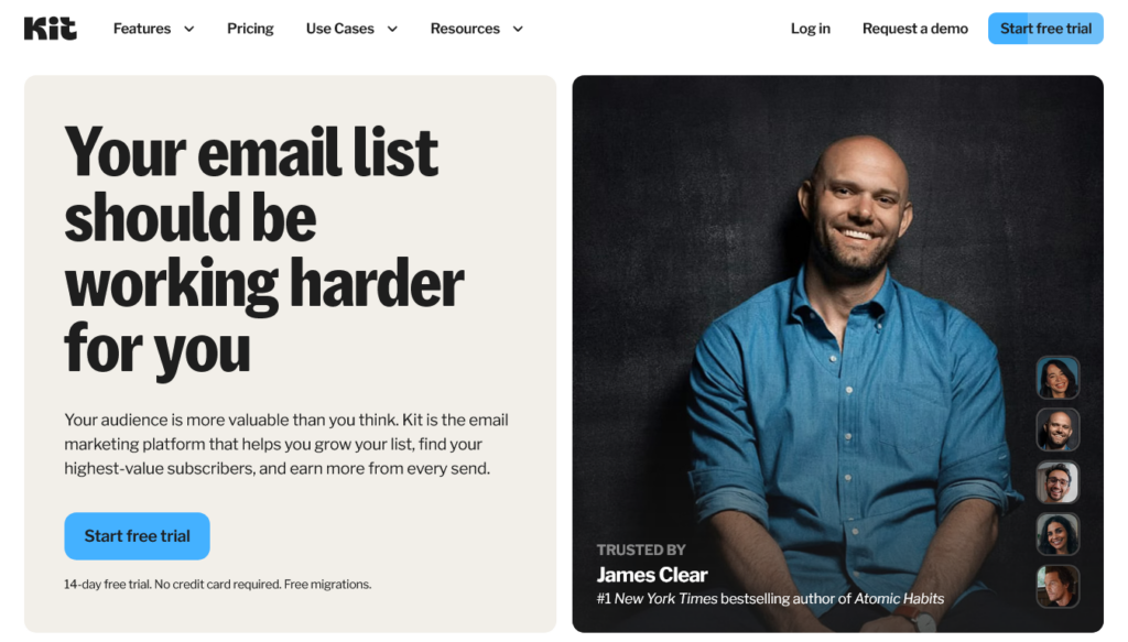 Screenshot of kit.com homepage