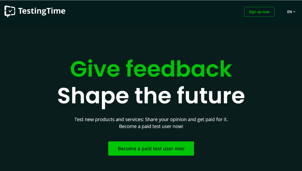 Screenshot of testingtime.com Tester Signup page