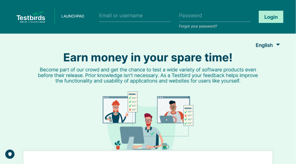 Screenshot of nest.testbirds.com homepage