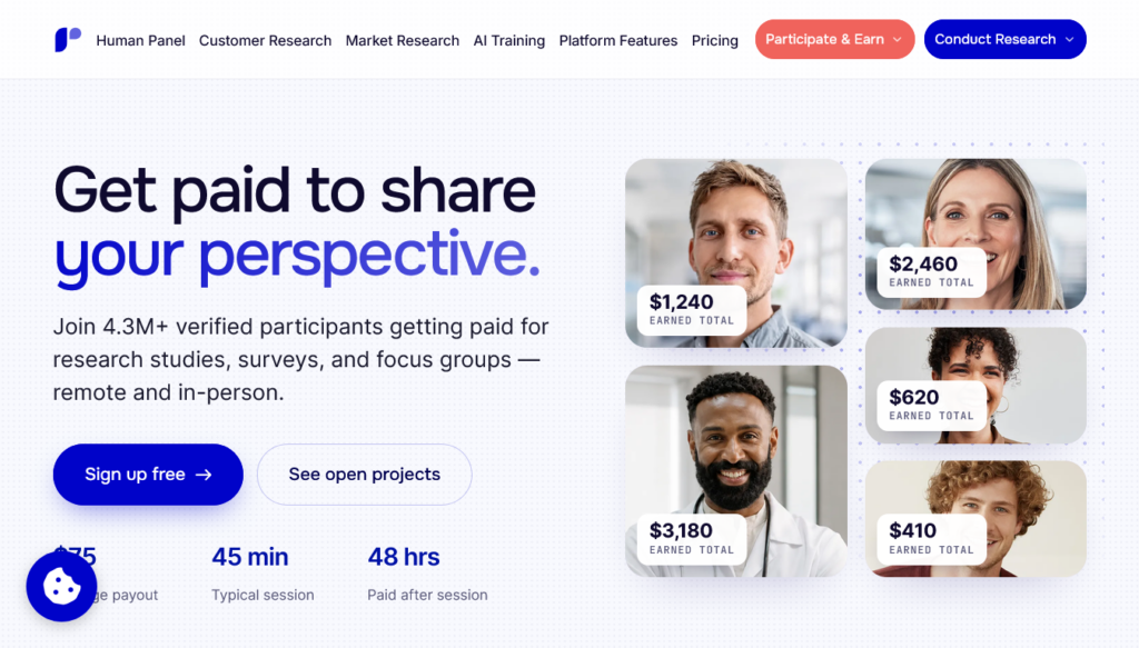 Screenshot of respondent.io Become a Participant page