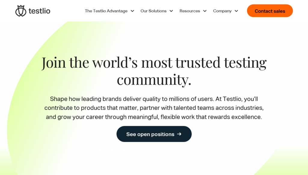 Screenshot of testlio.com Become a Tester page