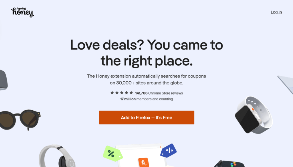 Screenshot of joinhoney.com homepage