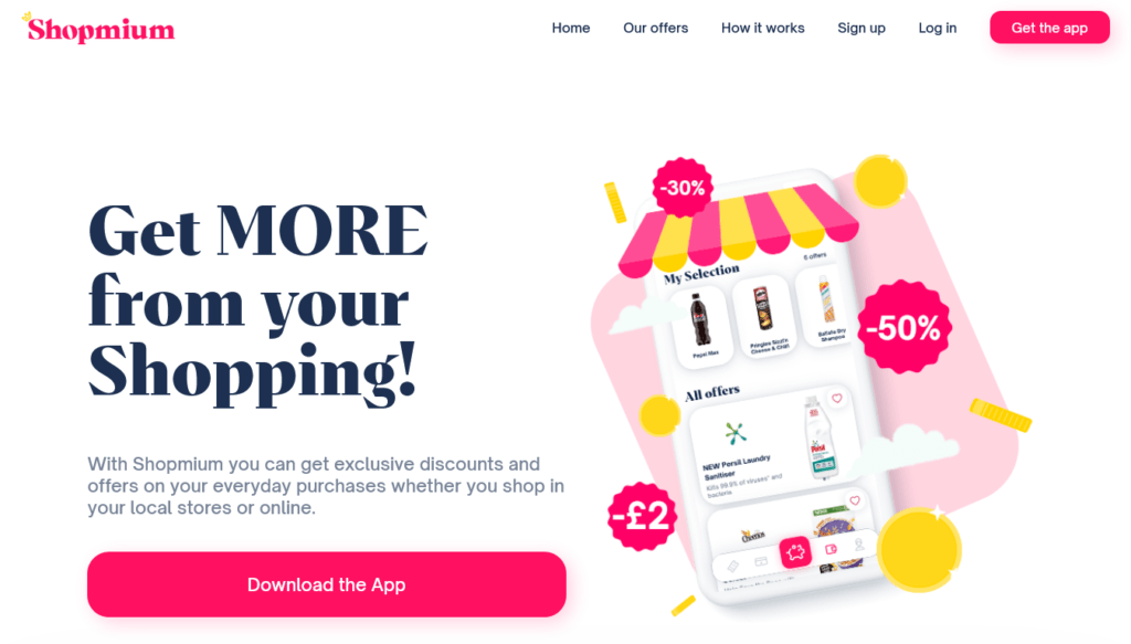Screenshot of shopmium.com homepage